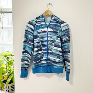 Ivivva Blue & White Print Zip Jacket Size 12